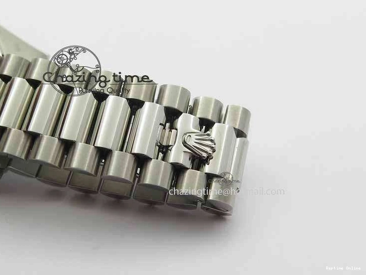 0126 TechFriendly Day Date 40mm SS BP Maker Best Edition Diamond Bezel Silver Dial On SS Bracelet ETA 3696